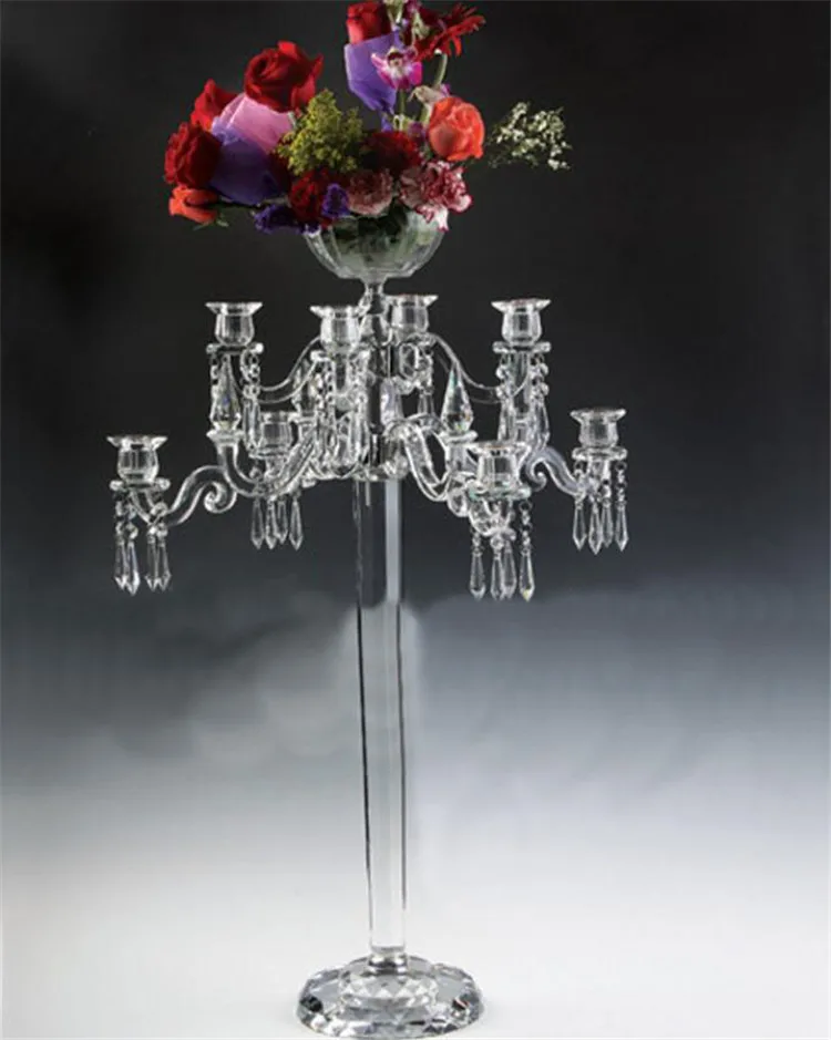 9arms crystal wedding table center pieces crystal candelabra