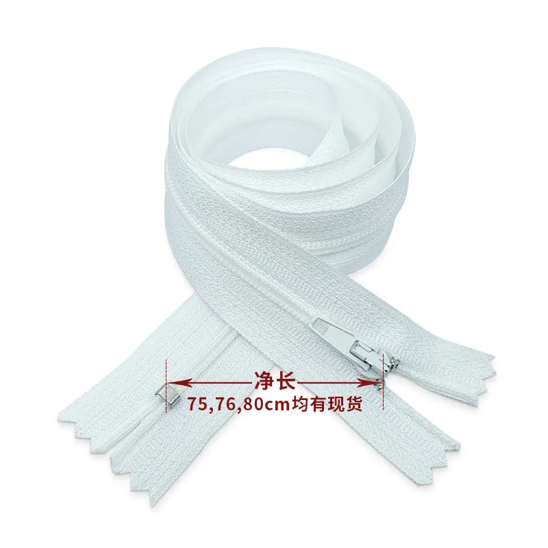 Chengda wholesale CFC coil zipper for protection garment white nylon zipper close end DA slider