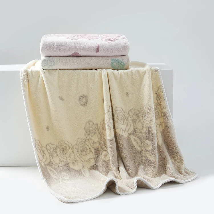 Luxury 100% Coral Fleece Top Quality Egyptian Cotton Dobby Thick Hand Towel For Five Star Hotel Bath Towel Set With Custom Logo