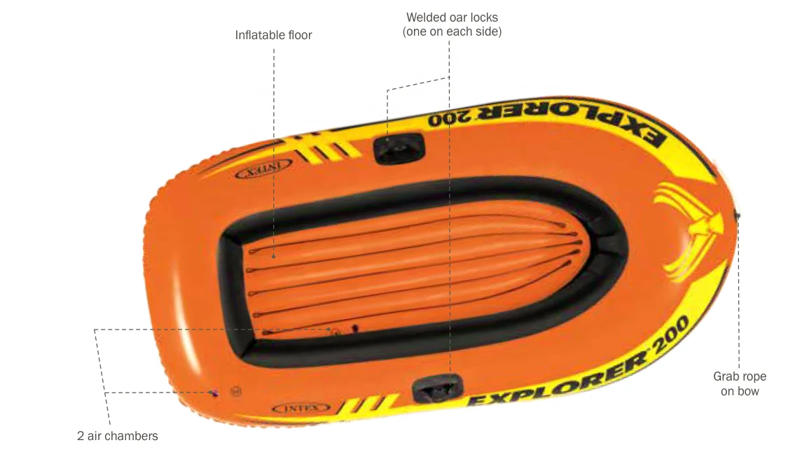 Intex 58331 Explore 200 Boat Set 2 Person Pvc Kayak Rowing Boat Inflatable Fishing Boat