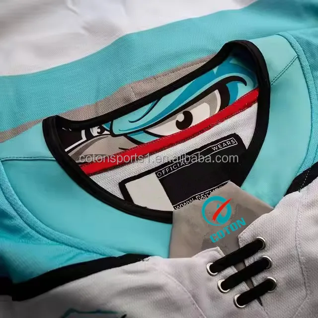 New Arrival Sublimation Print Custom Hockey Referee Team Set Embroidery Tackle Twill Wild Hockey Jerseys Made in China