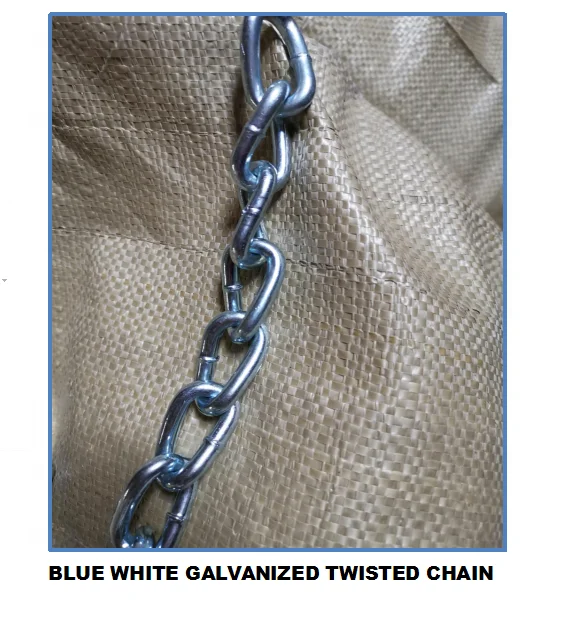  DIN5685A Short Welded Mild Steel Blue White Galvanized Twisted Link