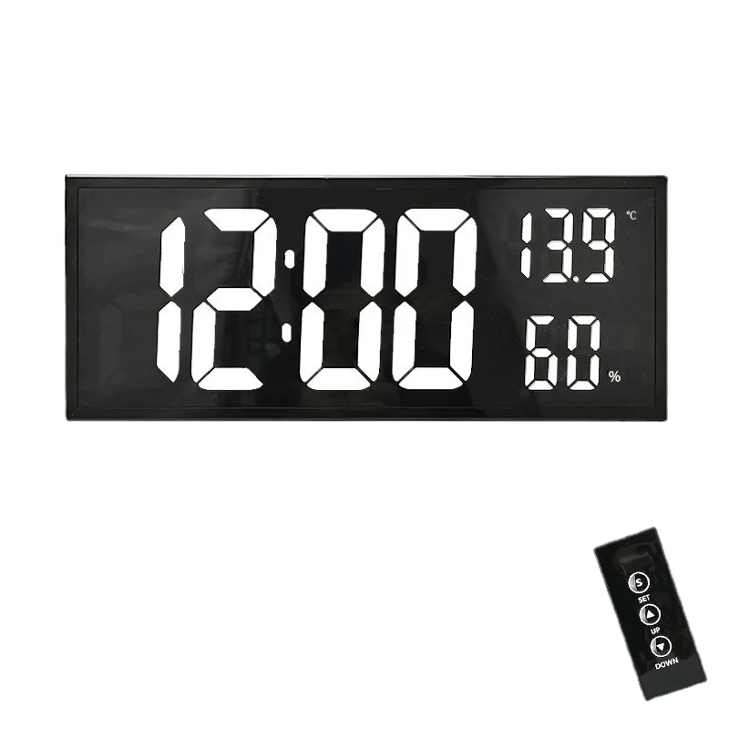LED remote control large screen digital electronic wall clock perpetual calendar living room home luminous table