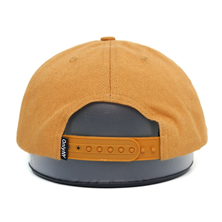 Custom Design Embroidery Patch Unstructured Flat Brim Cap 5 Panel Solid Color Canvas Snapback Manufacturer