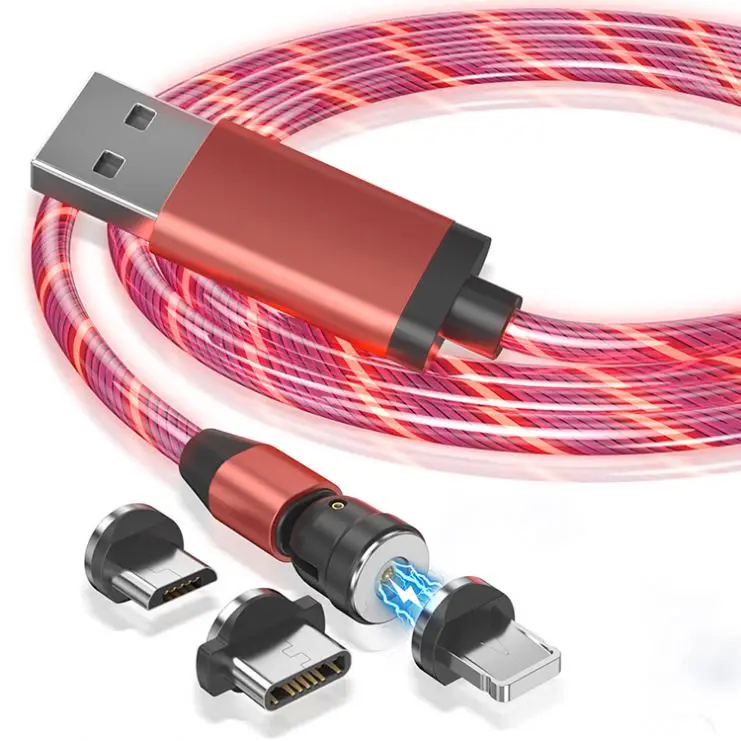 Wholesale 540 Rotation Magnetic Cable Multifunction 2.4A 3 In 1 Cell Phone Fast Charging Usb Data Android Magnetico 1M 2M