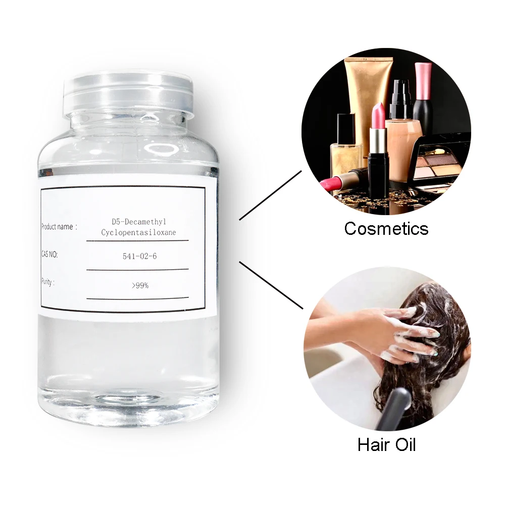 Organic Intermediate Cosmetic Raw Material PDMS Fluid Pure Decamethylcyclopentasiloxane Silicone oil D5 Cyclopentasiloxane