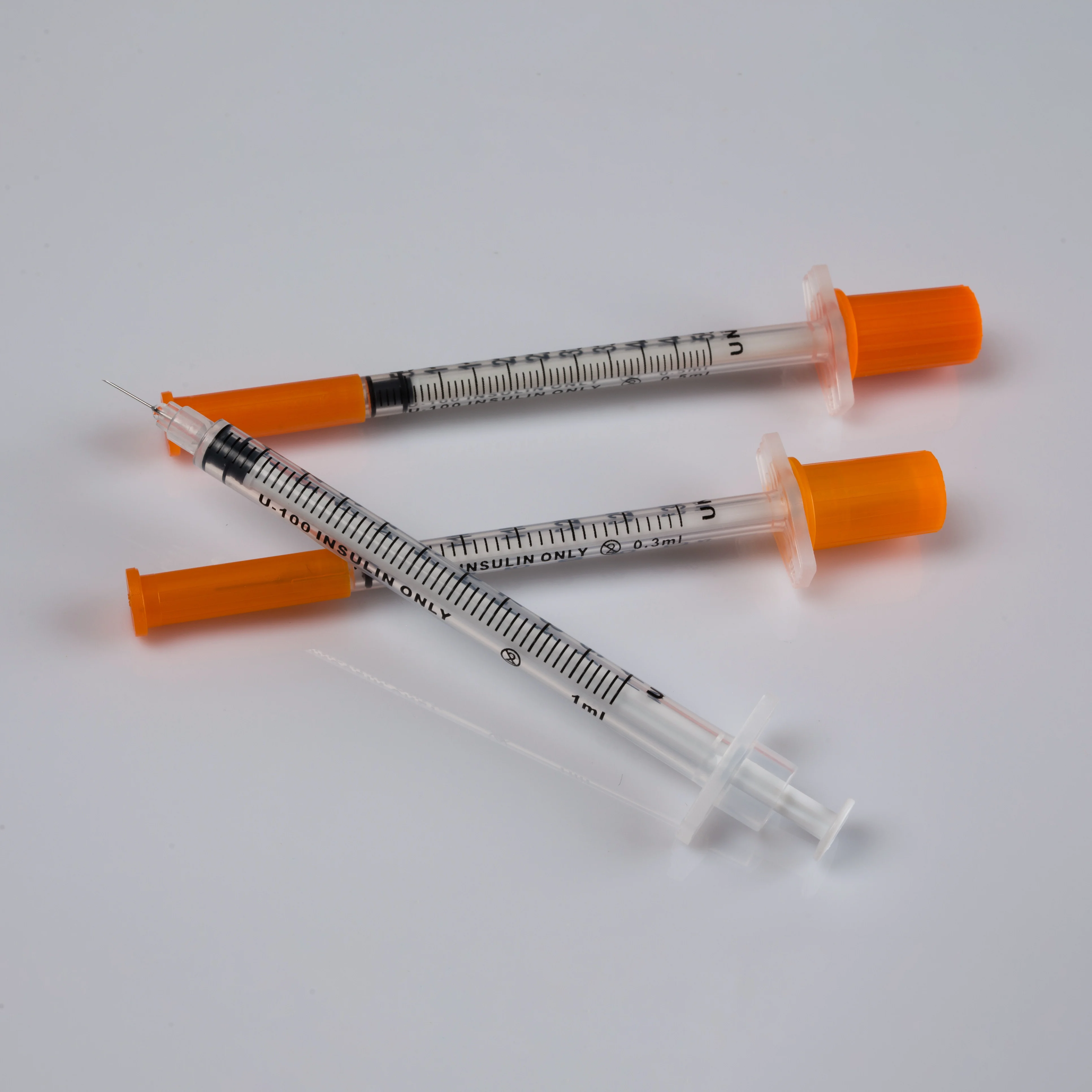 Disposable Insulin Syringe 1 ml 0.5ml 0.3ml Diabetic Insulin Syringe with Fixed Needle
