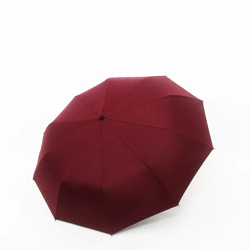 Hot Selling Custom 10 Bones Solid Color Windproof Anti-uv 3 Folding Beach Umbrella