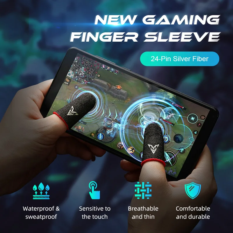 Mobile Games Anti-Sweat Fingertips for gaming smartphone Game Touch Screen Finger cot 24-Pin silver fiber finger