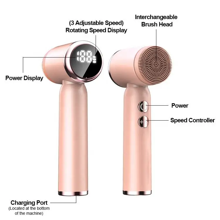 Portable Waterproof Facial Cleansing Spin Roller Sonic Massager Cleaner Brush Silicone Electric Face Brush Cleanser