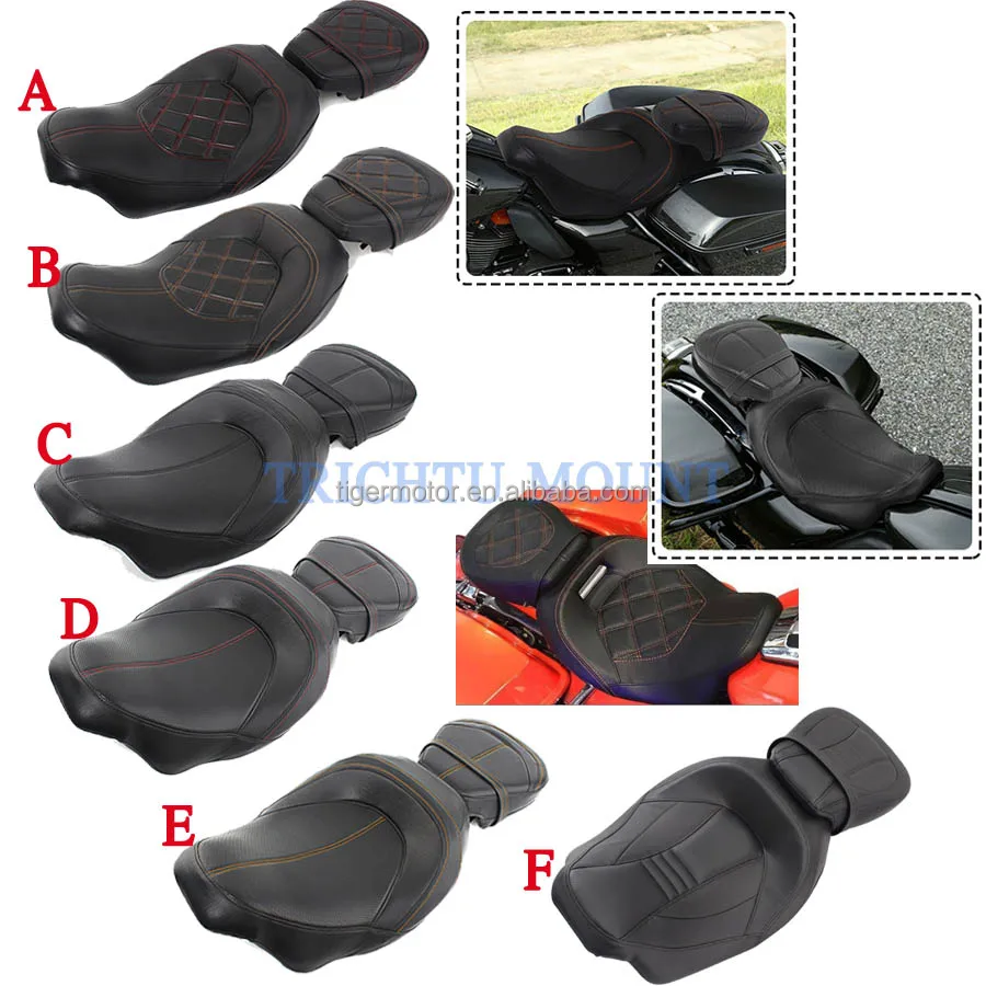Motorcycle Front Rear Driver Passenger Wide Solo Seat For Harley Touring CVO Street Glide Road King Special Classic 2009-2021