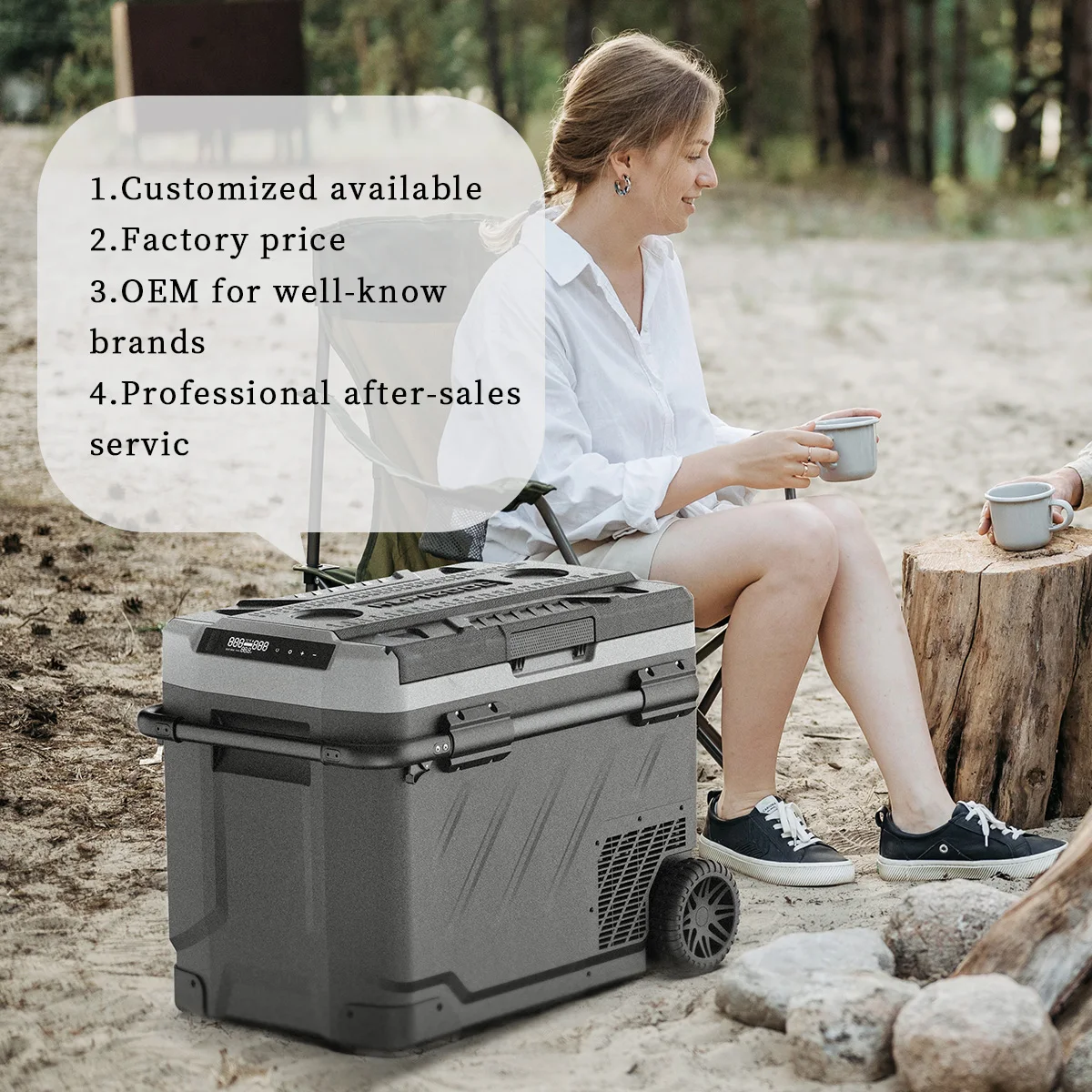 ZGW 60L Portable Fridge Freezer DC 12V/24V AC 110/240V Cooler Car Fridge Camping Refrigerator for Car & Home Use