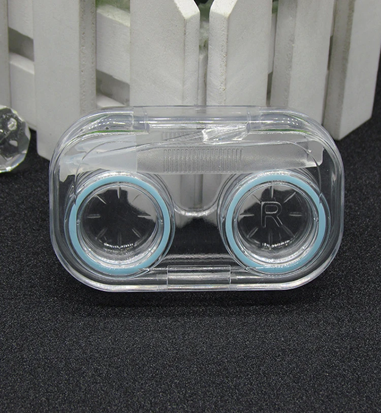Оптовая продажа, портативный полностью прозрачный контейнер для контактных линз с логотипом на заказ