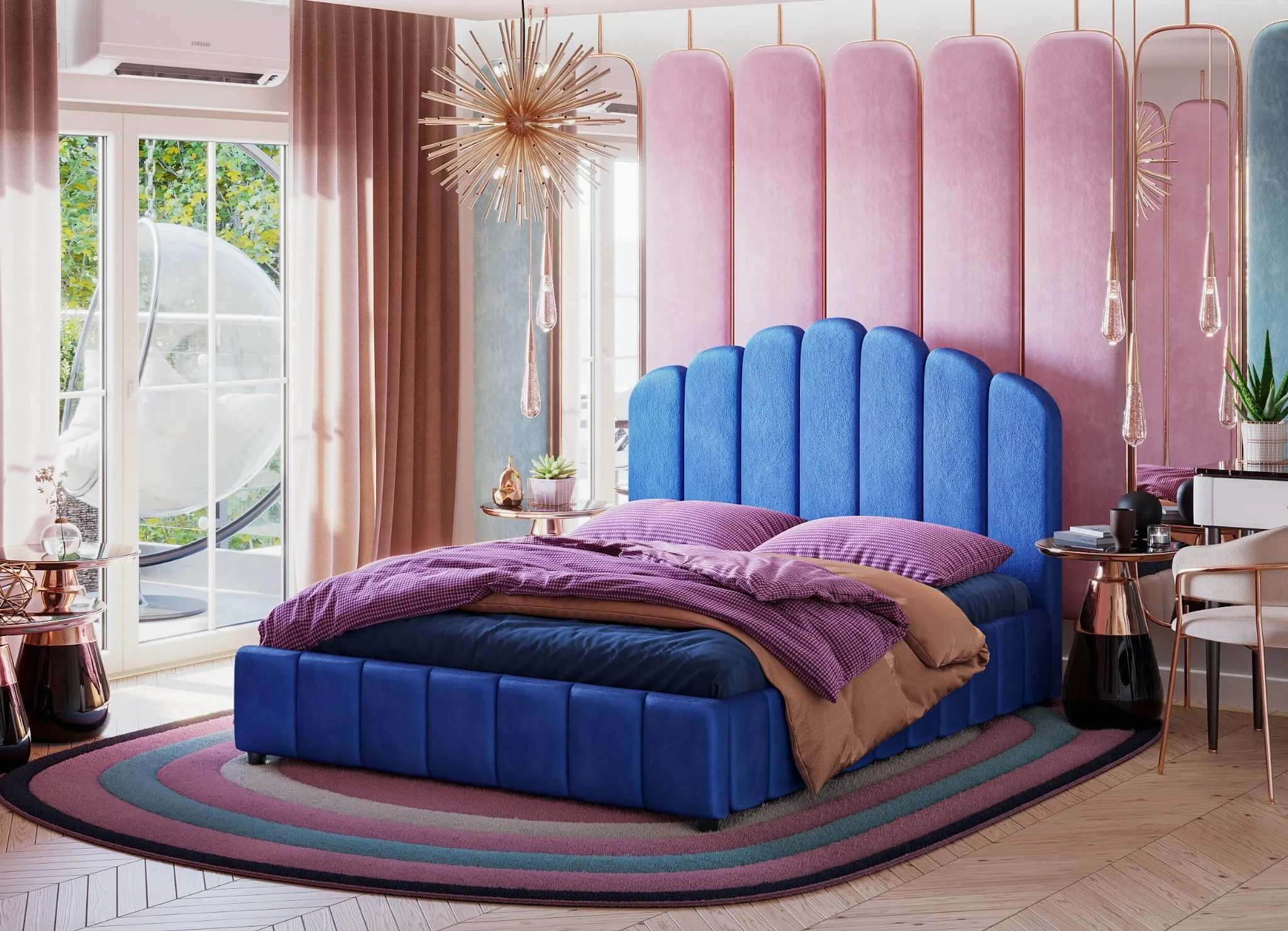 High quality modern French minimalist style bedroom furniture platform bed