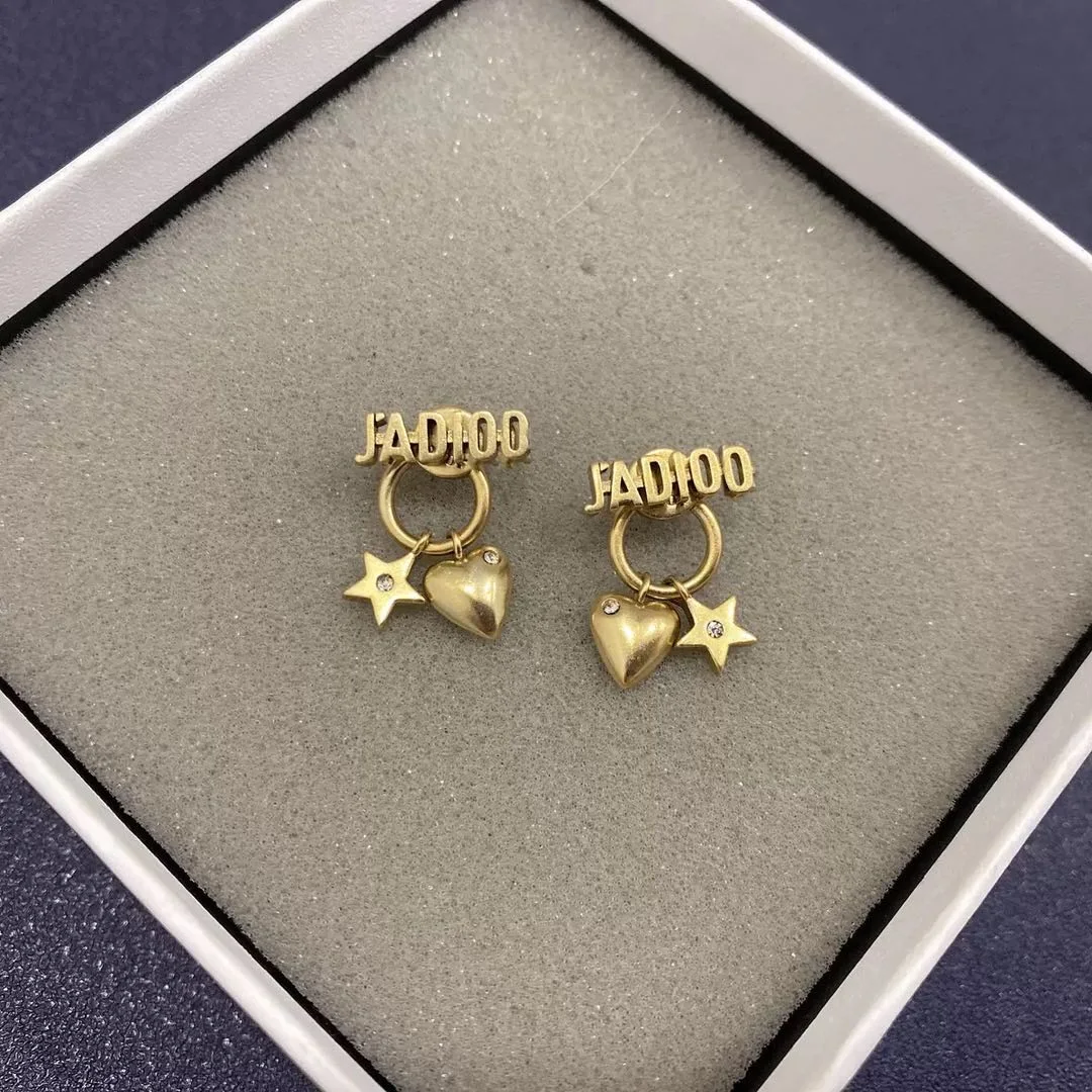 Women fashion vintage butterfly crystal stud earrings CD designer pearl heart drop earring bee jewelry decoration gift girl