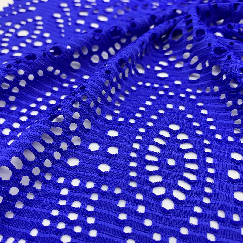 Good stretch 87%Nylon 13%Spande hollowed-out jacquard mesh fabric for swimwear