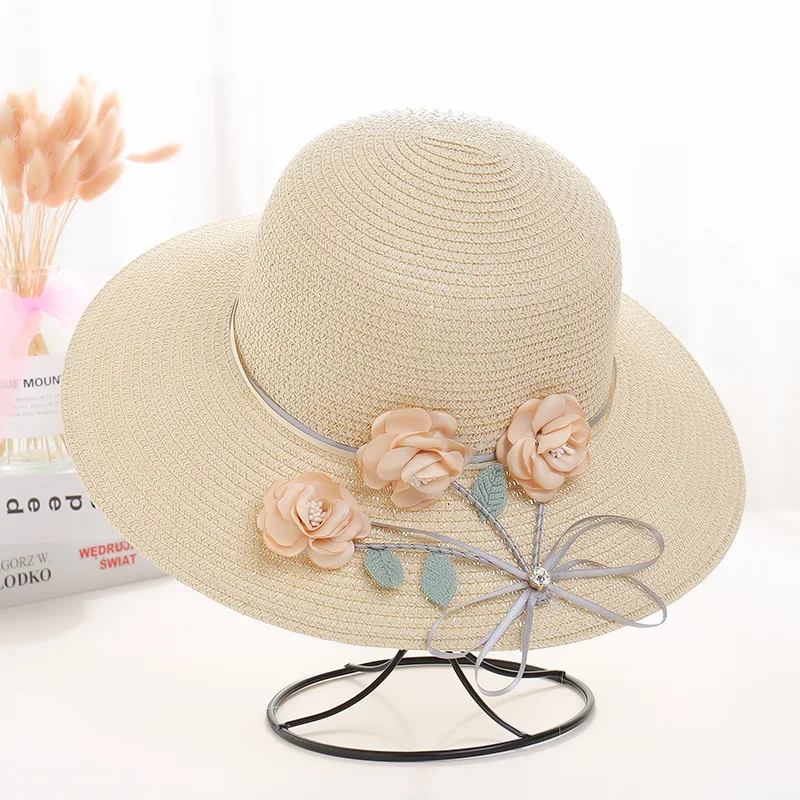 Wholesale ladies straw visor hat ladies bucket hat beach summer beach big floppy straw hats