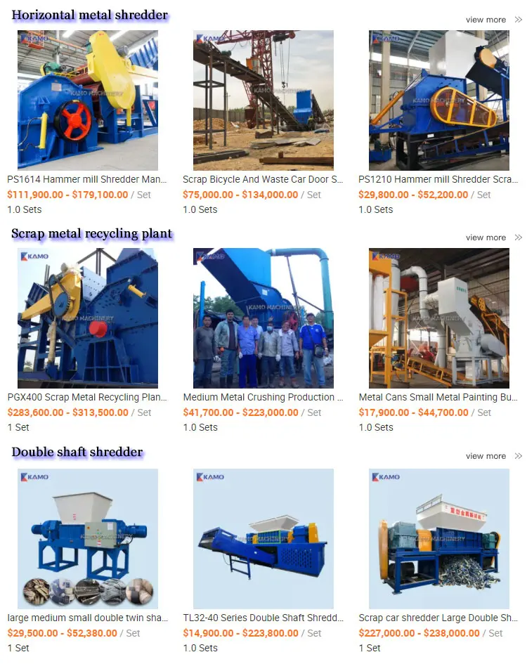 horizontal metal shredder matching products