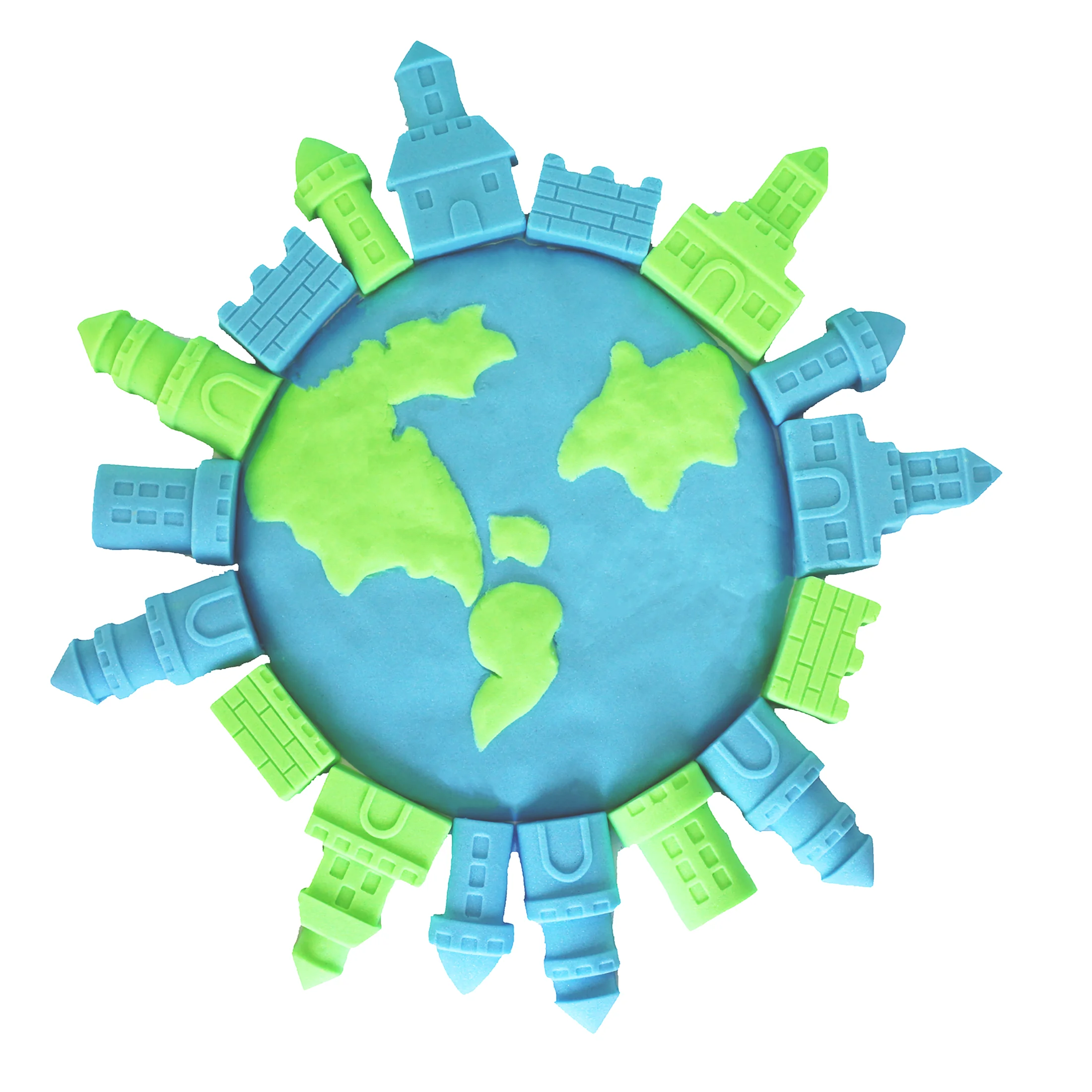 Magic sand with earth shape blue and green colors wholesale bulk magic sand