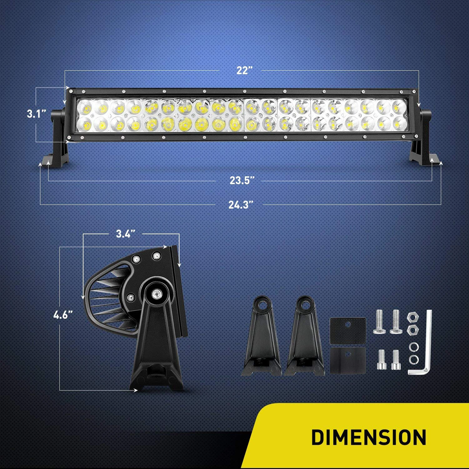 
Factory Direct Supply Cheap 12V Input Combo Beam 22 Inch Off Road 4x4 120W Led Light Bar for Truck Car 