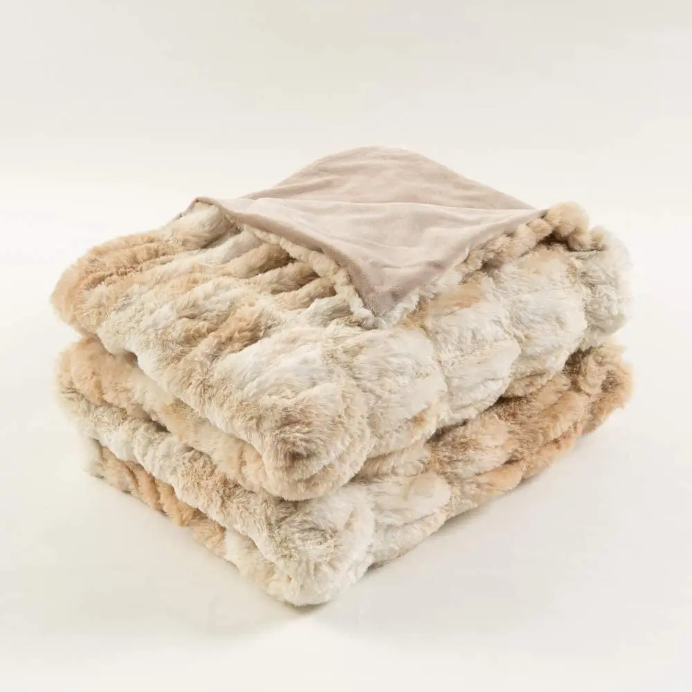 Songmai Double Elastic Faux Fur Throw Blankets, Tie Dye Rabbit Mink Blanket, Luxury Winter Plush Sofa Blanket