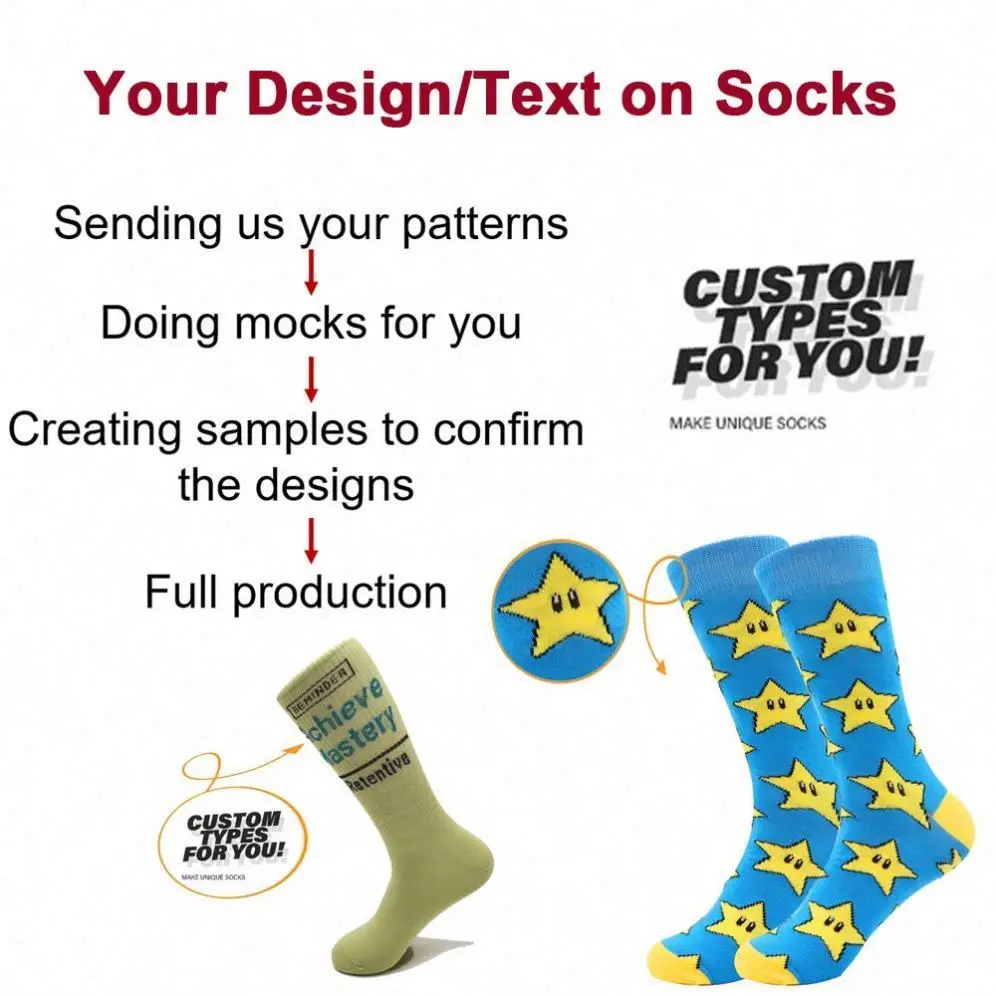 printed Jacquard fashion mens socks Socks manufacturer custom men crew cotton sport socks