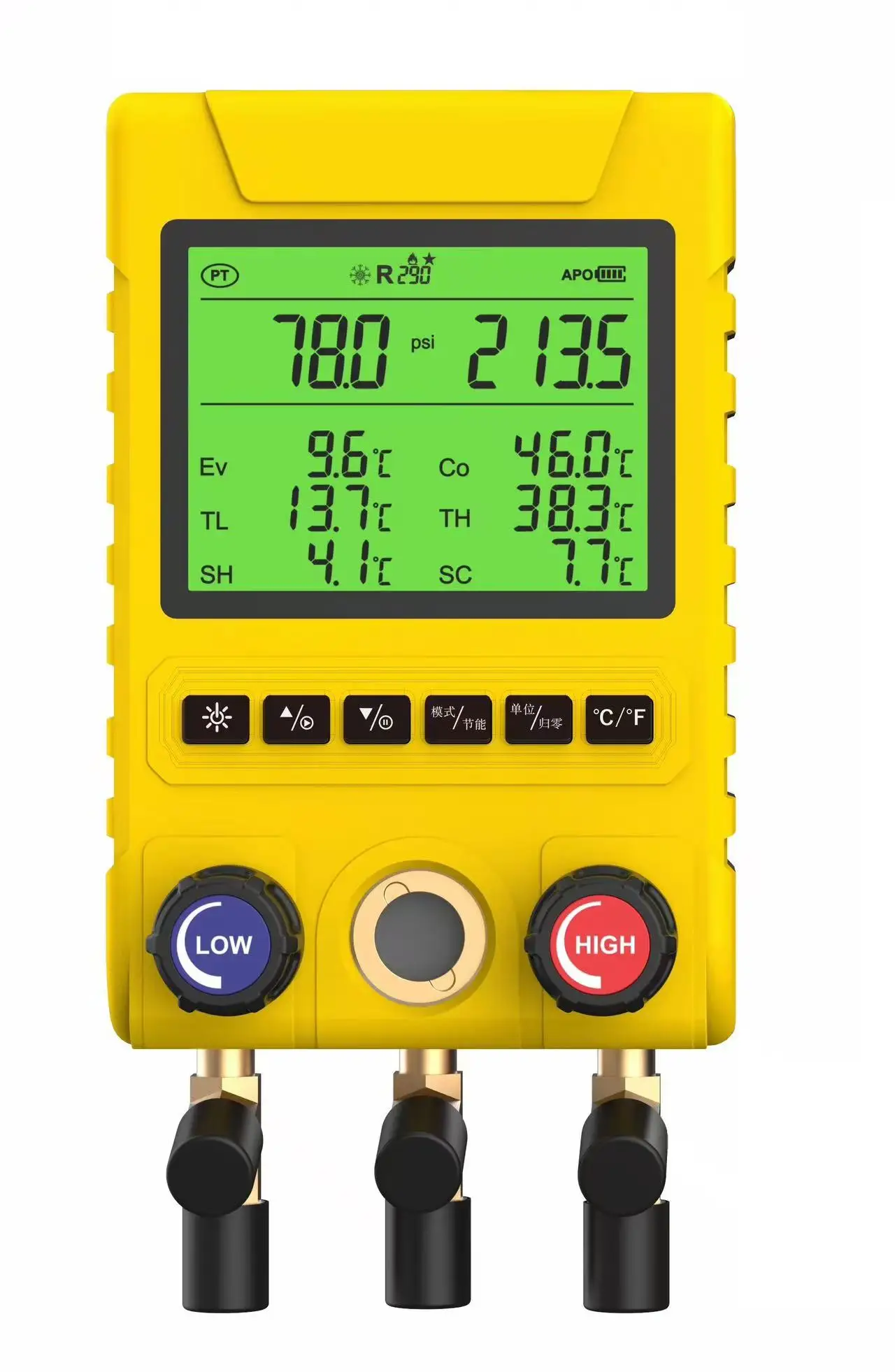 Digital Manifold Gauge App Control AC Gauges Auto A/C Service HVAC Intelligent Refrigerant Pressure Gauge Temp&Vacuum Test Meter