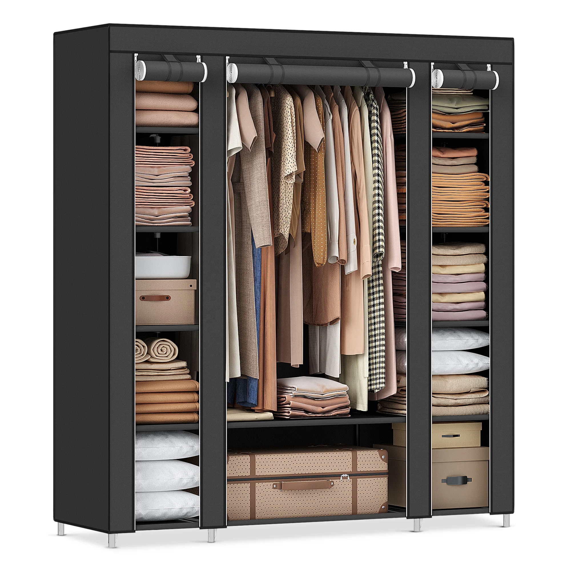 Складной шкаф SONGMICS большой вместимости нетканый портативный для хранения одежды спальни