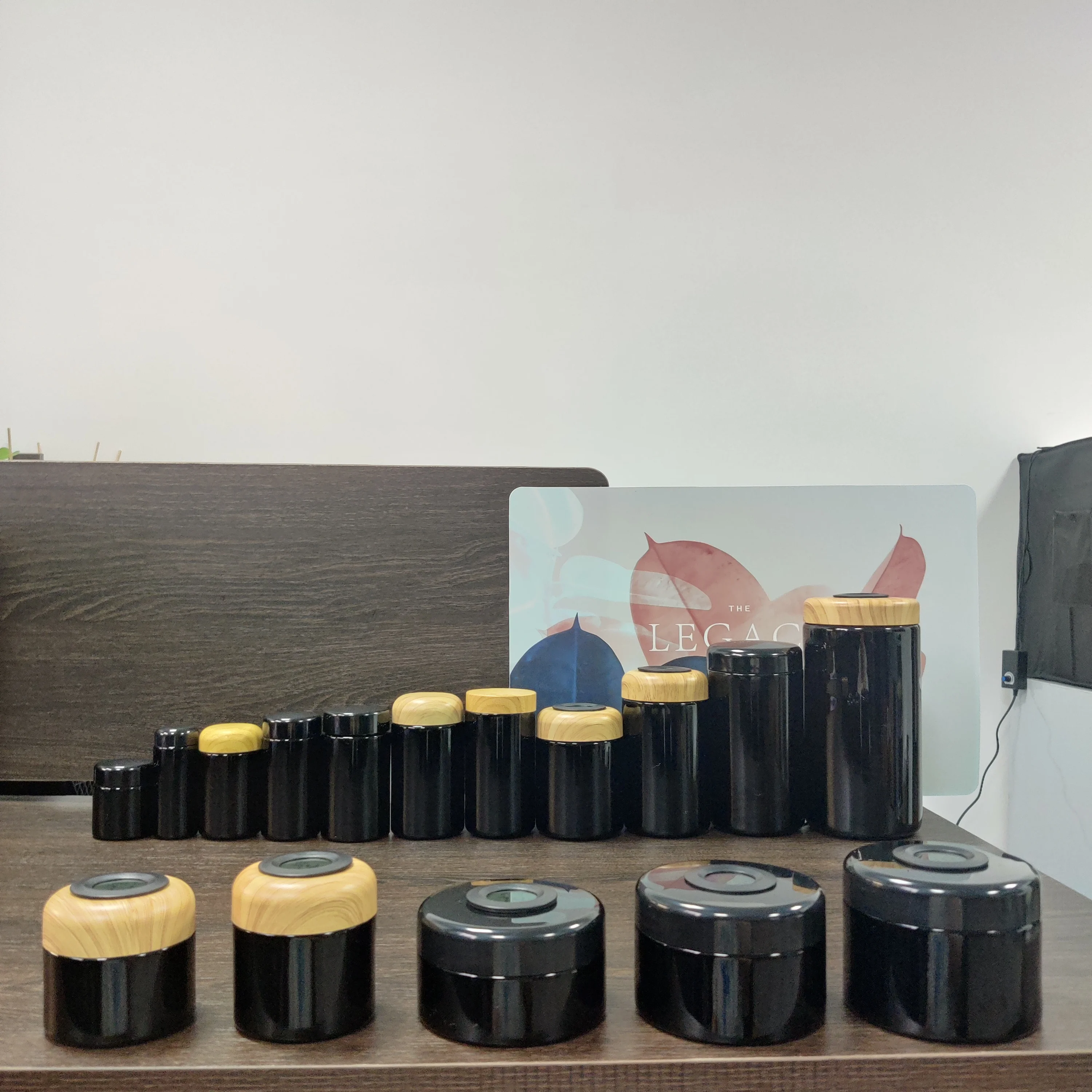 Round Large 250g 500g UV Black Dark Ultra Violet Stash Jar Herb UV Smell Proof Air Tight Ultraviolet Storage Glass Jar