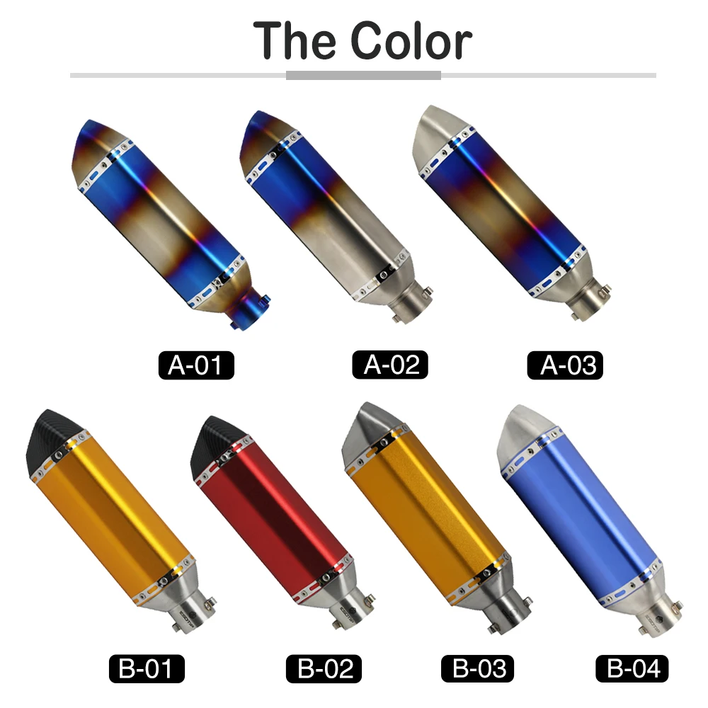 51mm universal motorcycle muffler silencer motocross dirt bike muffler exuast 250cc