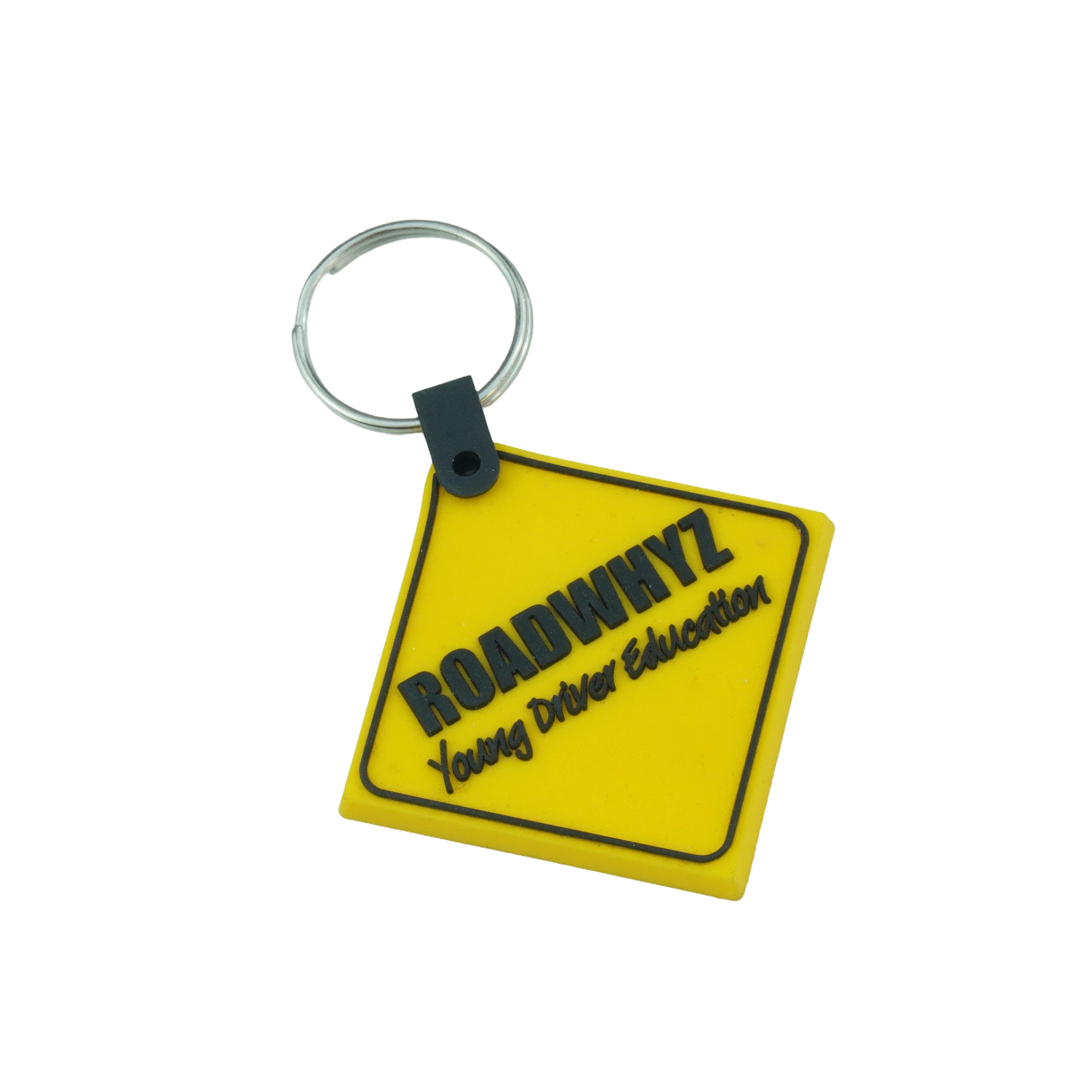 Promotional 3D Yellow Embossed Logo Rubber Keyring High Quality PVC Rubber Keychain For Promotional Gifts