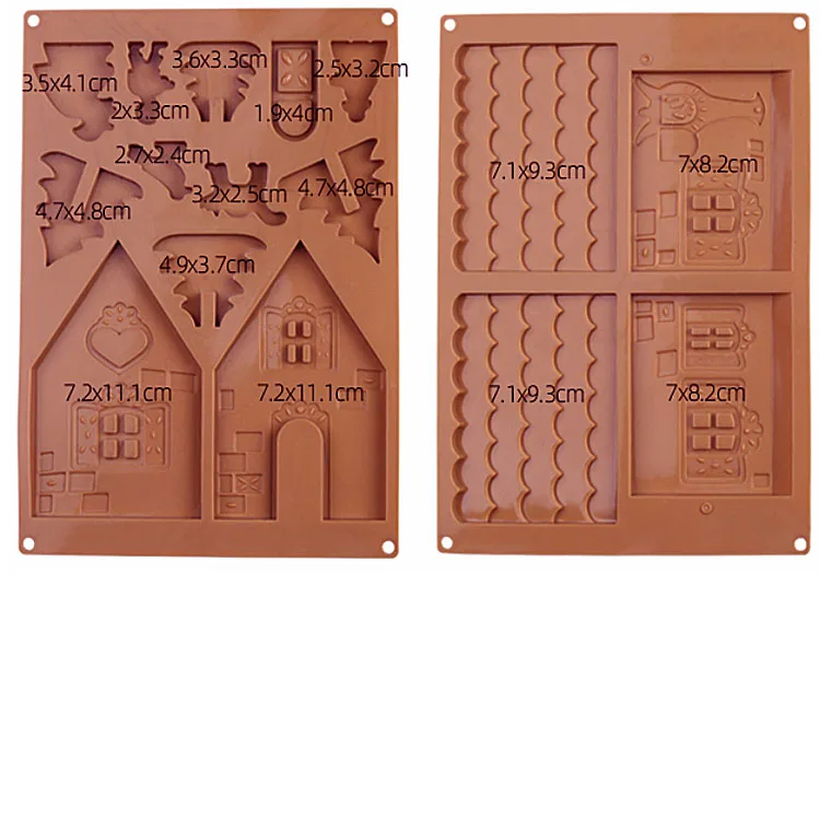 Gingerbread House Christmas Tree Chocolate Silicone Cake Molds Cookies Baking