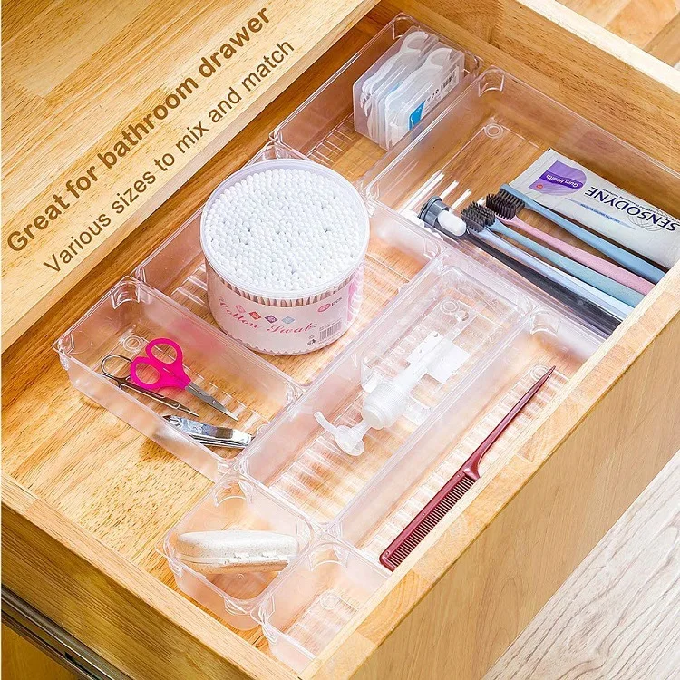 
17 Pack Kitchen Bathroom Desk Customize Layout Storage Container Box Plastic Drawer Organizer 