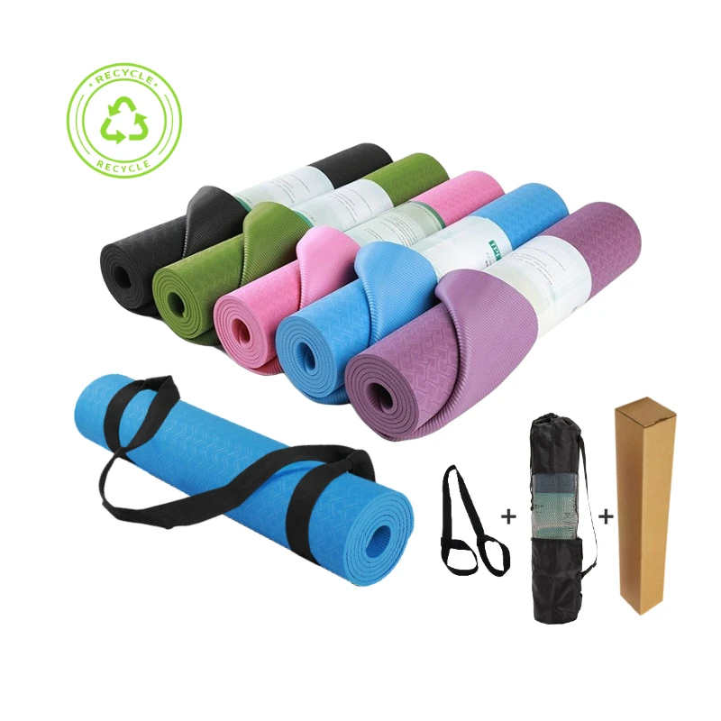 Soft Travel Thermoplastic Elastomers Rucksack Non Toxic Align Pvc Double Color Free Logo Fitness Gym Exercise Tpe Yoga Mat