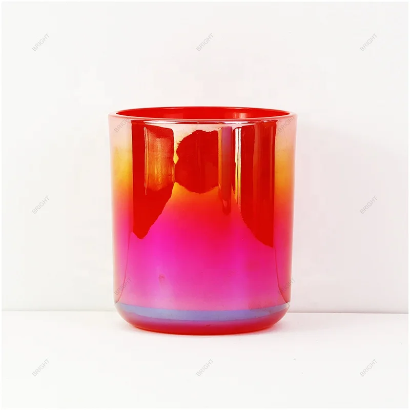 Luxury Multicolor Home Decor Candle Jar Round Bottom 14oz Custom Logo Printing Glass Candle Jars With Lids For Candle Making