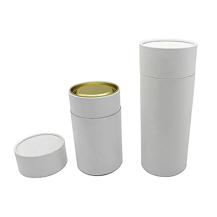 Factory wholesale custom design printing coffee bean package white round cylinder paper tube tea box packaging