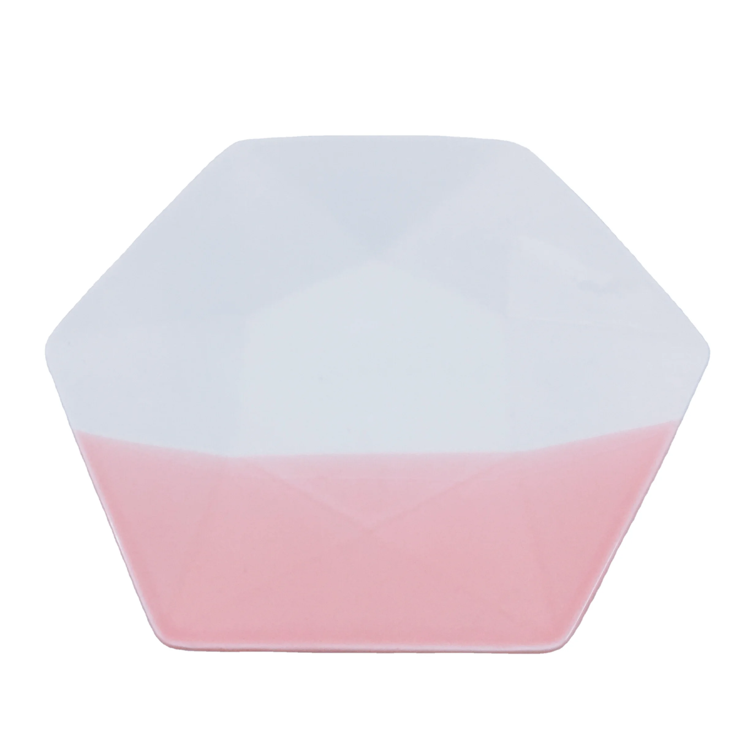 Customized glazed italain Hexagonal shape plate bulk modern 10.5 euro cake ceramic dinner plate