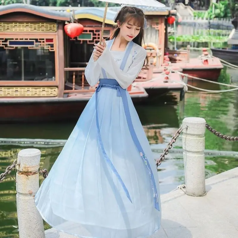 dinasty adults elegant summer fairy chiffon Customized embroidered traditional hanfu