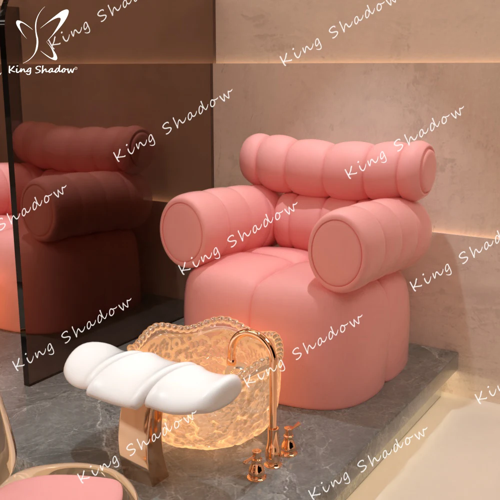 pink color pedicure chair with gold accessary  Nails salon equipment manicure chair kid  pedicure chair spa