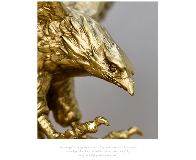Hot Sale Resin Spreading Wings Eagle Statue Home Decoration Office Ornament Eagle Sculpture Resin Crafts Artificial Crafts