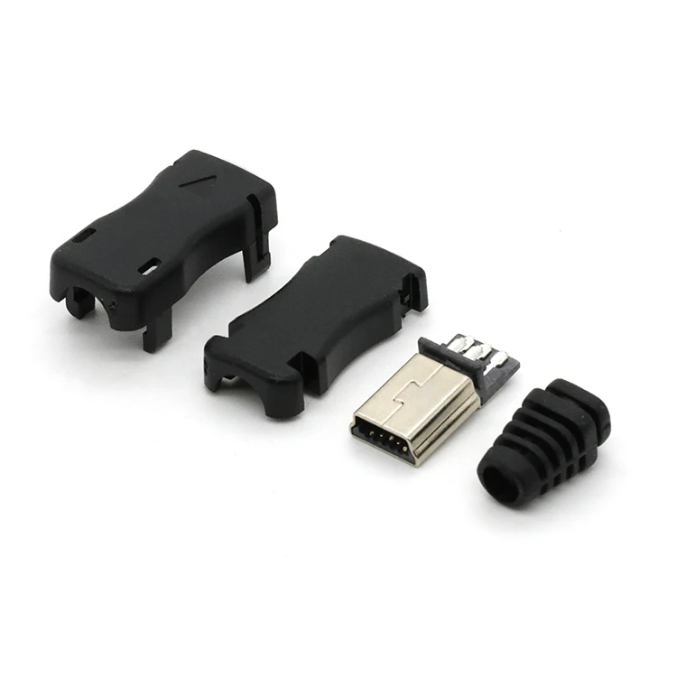 High quality Type B 5 Pin Mini USB Male Socket welding type Connector with Plastic Shell for DIY