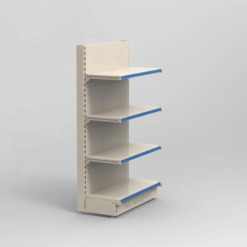 На одной стороне гондолы металла полки супермаркета shelving
