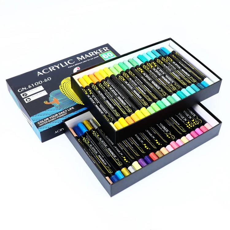 Diy 12/24/36 Colors Premium Dual Tip acrylic Paint Marker Pens Waterproof dot colored marker set