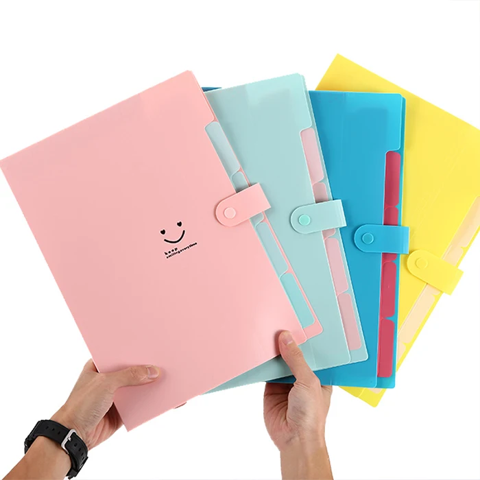 A4 Letter Size Smile PP Expanding Wallet Organizer File Folder with Tab