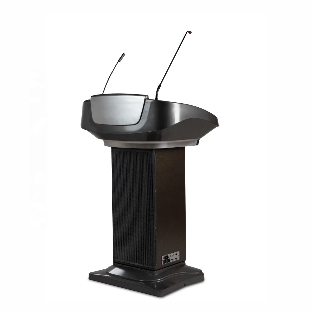 Multimedia audio visual lectern table 21.5 inch touch screen AIO church pulpit with speaker and microphone