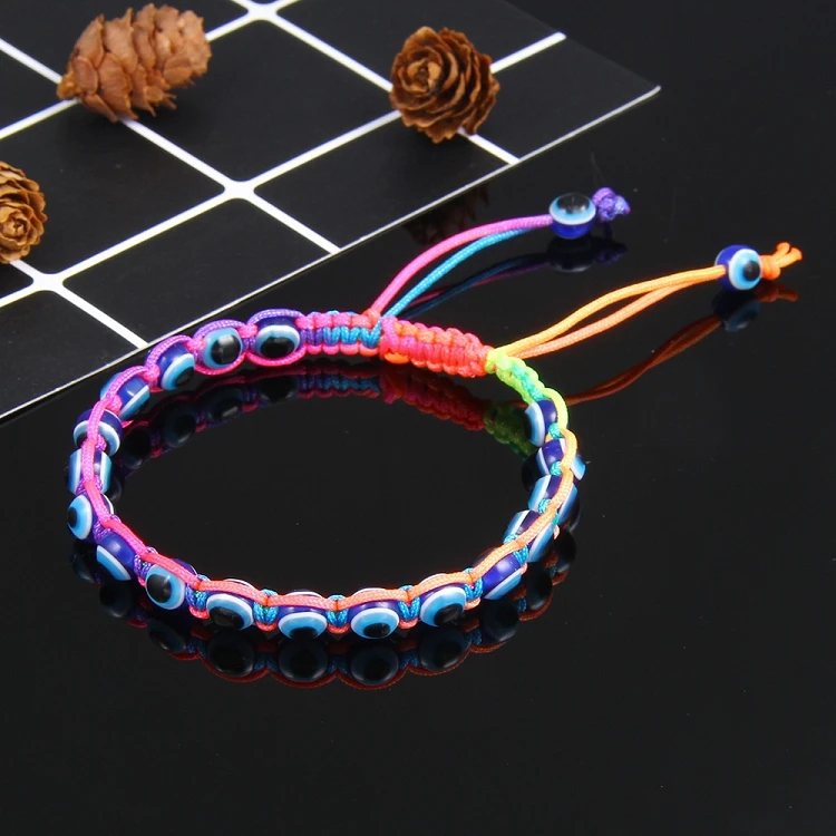 G475 Women Jewelry Adjustable Rope Turkish Blue Bracelet Handmade Woven Braided Bead Eyes Bracelets