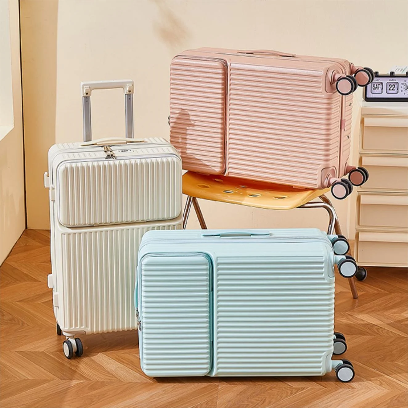 20 inch luggage bag travel suitcase luggage carry-ons luggage with usb charger and cup holder carry-ons lightweight travel bag