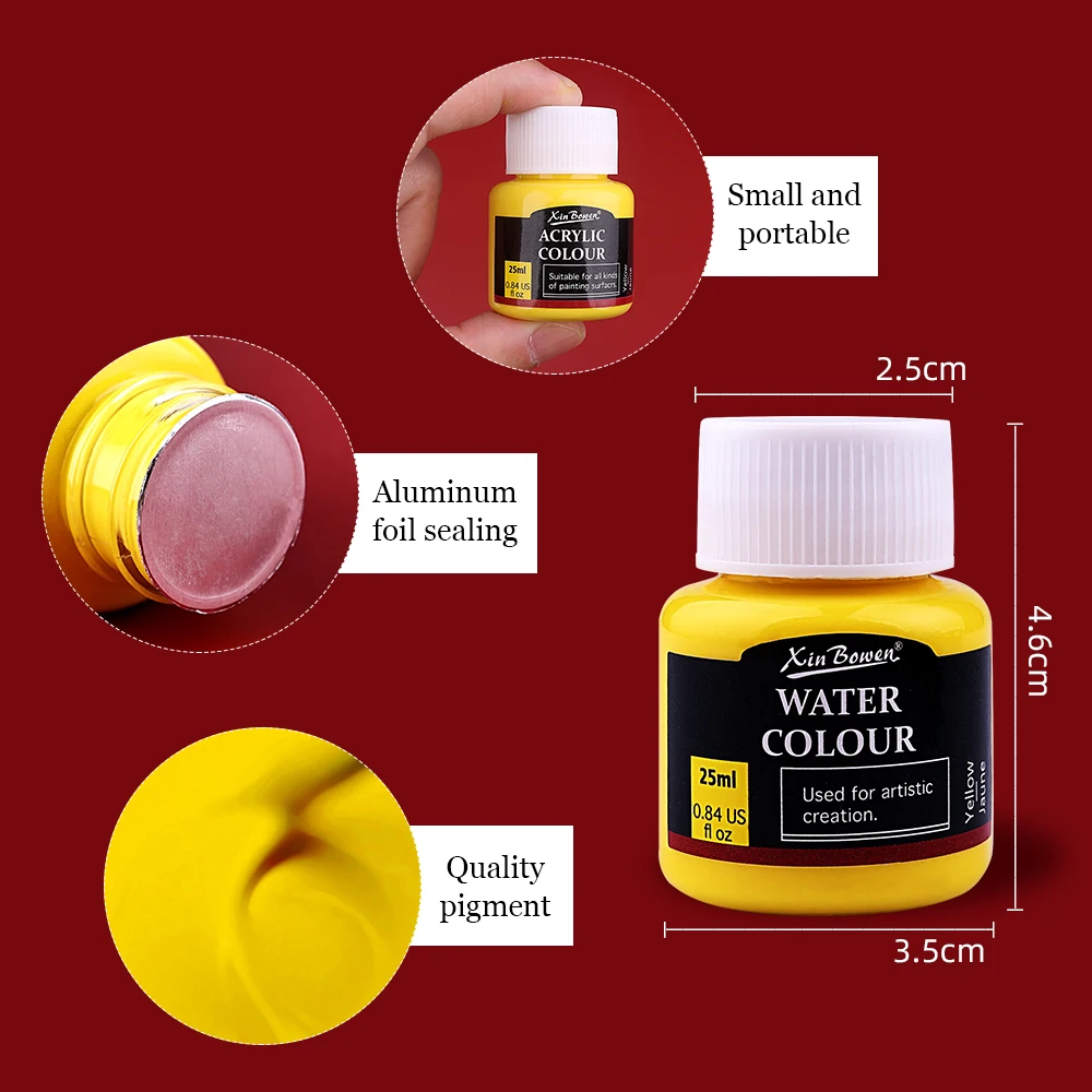 Xin Bowen Acrylic Paint Set 25ML 12 Colors Set Drawing Paint Magnetic Glass Paint for Art Craft Window Glass Painting