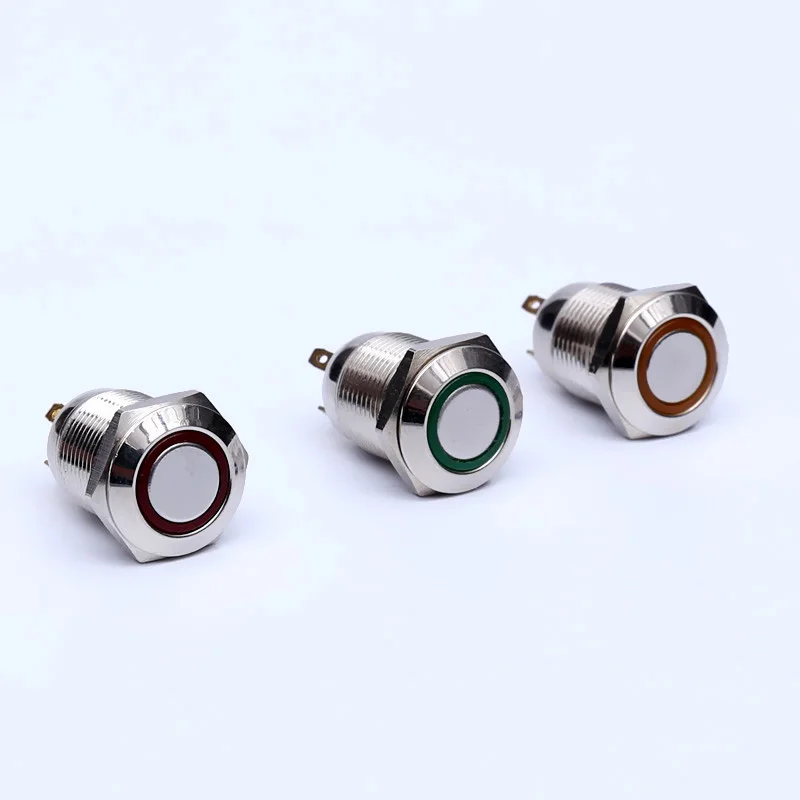 12 мм Металл кнопочный мгновенный 12 В 5 в LED мощность водонепроницаемый мини кнопочный переключатель