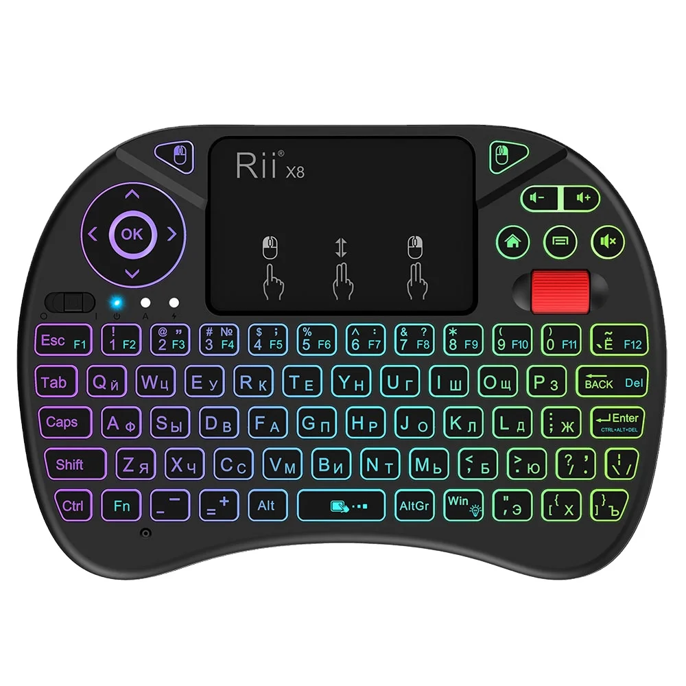 Беспроводной пульт Rii X8 + ( X8) с RGB-подсветкой, 2,4 ГГц